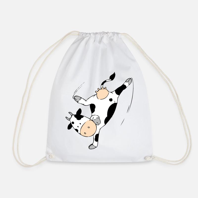 Mooviestars - Breakdancing Cow - Drawstring Bag - white