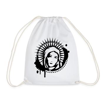 Holy Mary portrait graffiti stencil - Drawstring Bag - white - Front