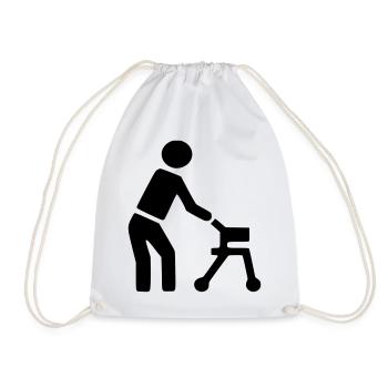 Behinderte Person hinter Rollator # - Turnbeutel - Weiß - Vorne