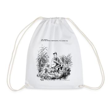 Thelwell Compleat Tangler Cartoon Vole Fisherman - Drawstring Bag - white - Front