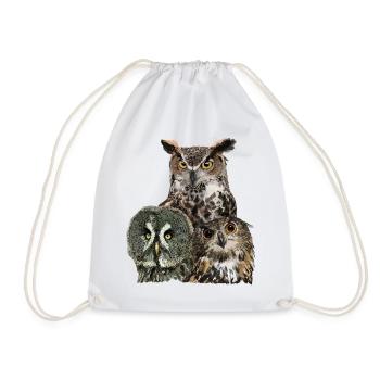 Owls - Drawstring Bag - white - Front