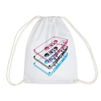 Cassette 3D – Mixtape rétro Perspective vintage - Sac de sport léger - blanc - Devant