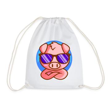 Little piglet with sunglasses - Drawstring Bag - white - Front
