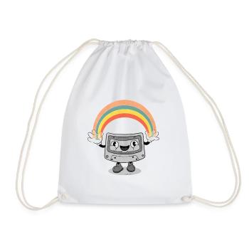 rainbow cassette tape in retro 80's style - Drawstring Bag - white - Front