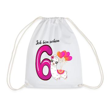 Sixth birthday I've been six years old - Drawstring Bag - white - Front