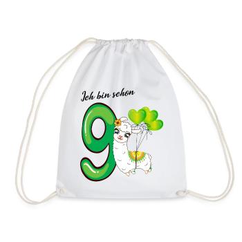 Neunter Geburtstag Ich bin schon neun Jahre - Turnbeutel - Weiß - Vorne