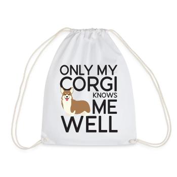Only My Corgi Knows Me Well - Drawstring Bag - white - Front