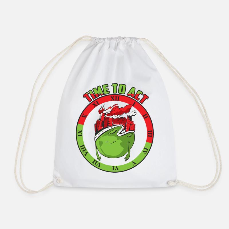 Climate change, time to act - Drawstring Bag - white