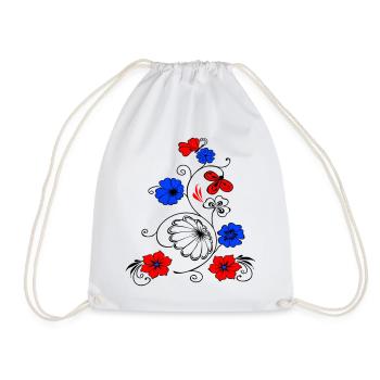 Flower vine with butterfly - Drawstring Bag - white - Front