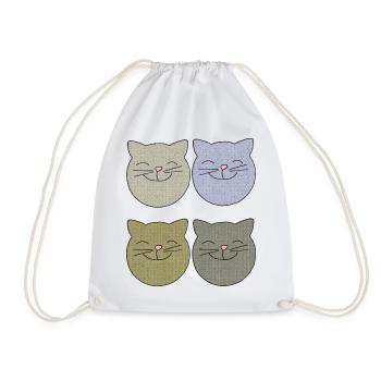 katzen 4er pack - Turnbeutel - Weiß - Vorne