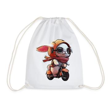 Kaninchen Scooter mit Schal - Turnbeutel - Weiß - Vorne