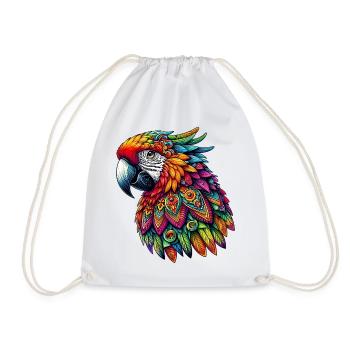 Parrot decorated with Mandalas - Drawstring Bag - white - Front