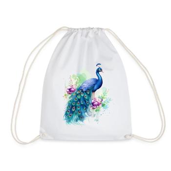 Plume de paon exotique coloré coloré Art - Sac de sport léger - blanc - Devant