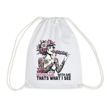 Schaschlik lecker Frau Tattoo Geschenk - Turnbeutel - Weiß - Vorne
