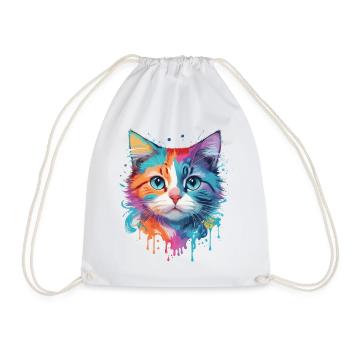 Cute Cat - Drawstring Bag - white - Front