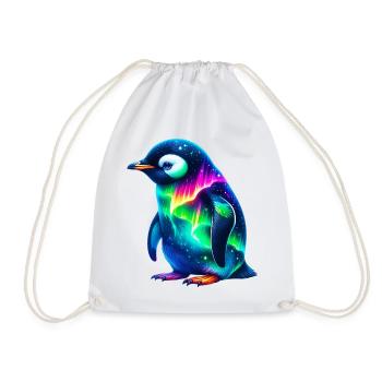 Aurora Borealis Penguin - Drawstring Bag - white - Front