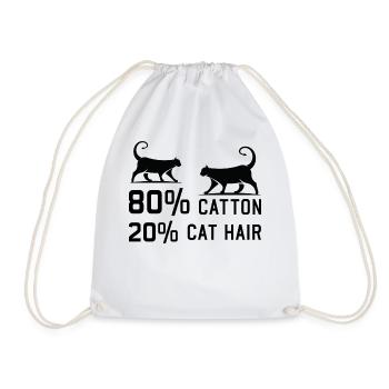 80% Cotton 20% Cat Hair funny Cats Sayings - Drawstring Bag - white - Front