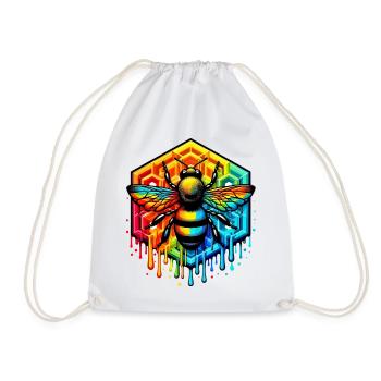 Bee - Drawstring Bag - white - Front