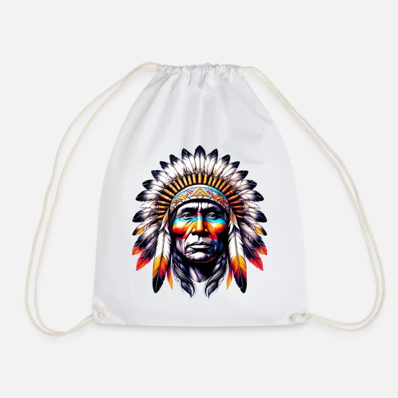 American Indian American - Drawstring Bag - white