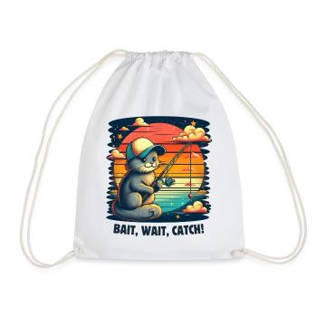 Fishing. Bait, wait, catch! - Drawstring Bag - white - Front