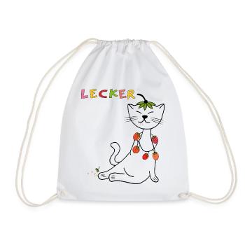 Erdbeeren Katze - Turnbeutel - Weiß - Vorne