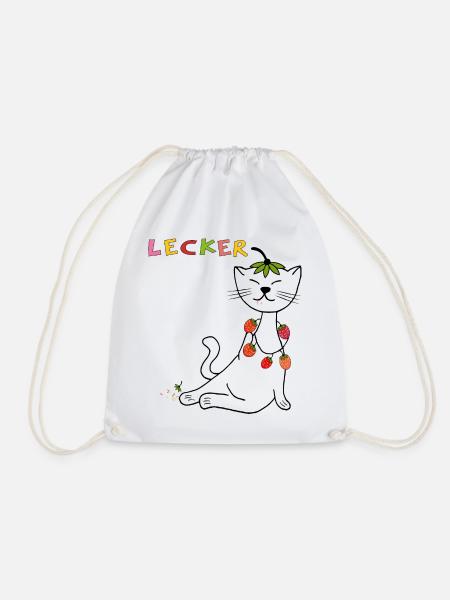 Erdbeeren Katze - Turnbeutel - Weiß