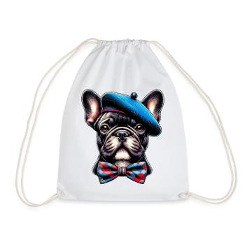 French Bulldog Dog - Drawstring Bag - white - Front
