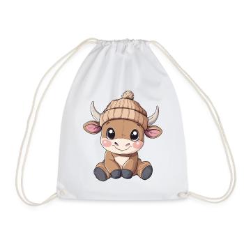 Stier Süß Niedlich Baby Kinder Tier Cartoon - Turnbeutel - Weiß - Vorne