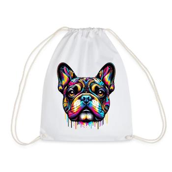 French Bulldog Dog - Drawstring Bag - white - Front