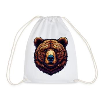 Bear - Drawstring Bag - white - Front