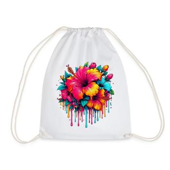 Hibiscus Flowers - Drawstring Bag - white - Front