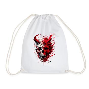 Höllisches Skull Artwork Totenkopf trifft Teufel - Turnbeutel - Weiß - Vorne