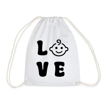 Baby L V E Black - Drawstring Bag - white - Front