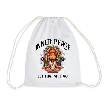 Colorful Meditation Figure Dreadlocks Yoga - Drawstring Bag - white - Front