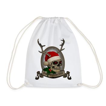 Crâne de joyeux Noël avec des bois - Sac de sport léger - blanc - Devant