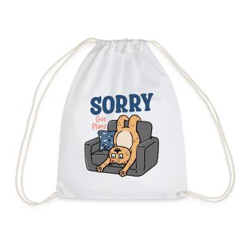The Cat Got plans - Drawstring Bag - white - Front