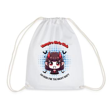 Vampir Mädchen Nachtschicht Halloween Anime Kawaii - Turnbeutel - Weiß - Vorne