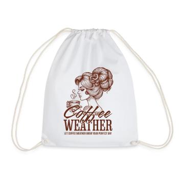 Coffee Weather – Retro Coffee Lady Clipart - Drawstring Bag - white - Front