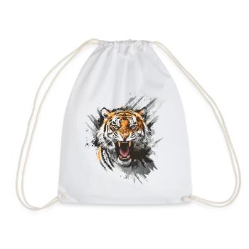 Tiger Head Predator Nature Wilderness Splash - Drawstring Bag - white - Front