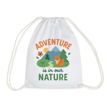 Nature adventure with fox and mountains - Drawstring Bag - white - Front