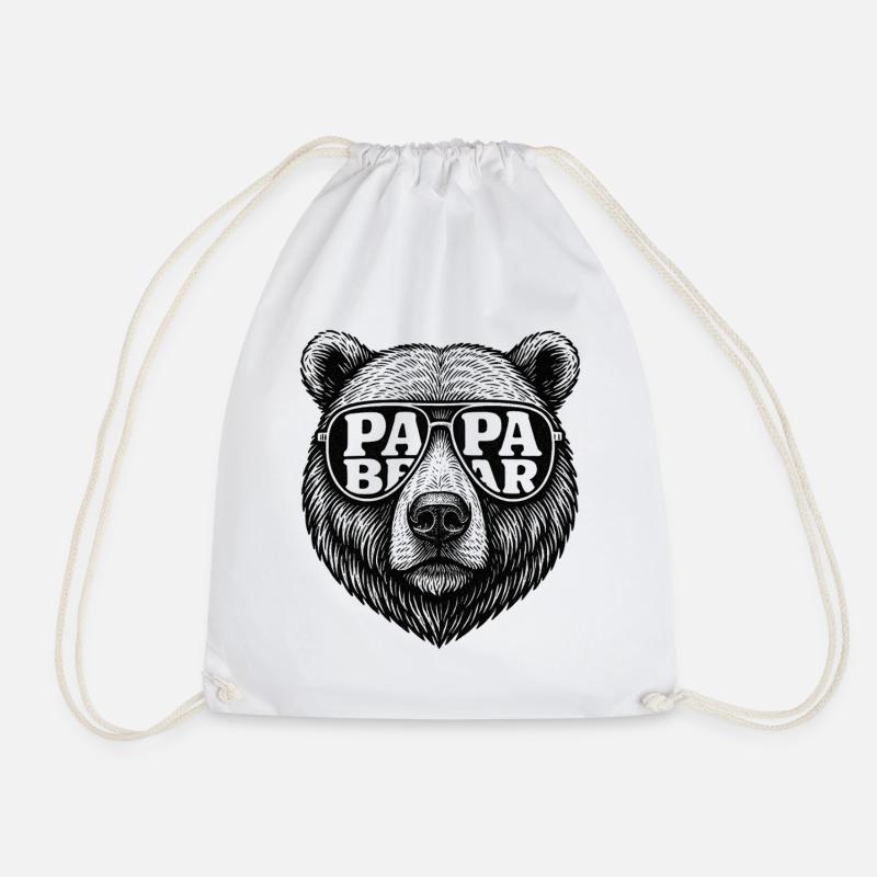 Cooles Papa Bear Bärenkopf Bär mit Sonnenbrille - Turnbeutel - Weiß