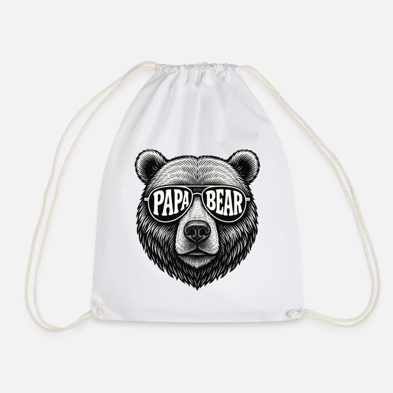 Geschenkidee Papa Bear Retro Look mit Sonnenbrille - Turnbeutel - Weiß