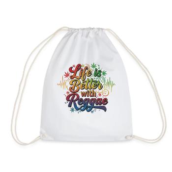 Life is Better with Reggae – Jamaica Rasta Vibes - Drawstring Bag - white - Front