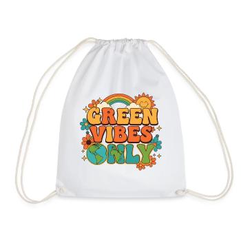 Green Vibes Only Rainbow Earth Retro Style - Turnbeutel - Weiß - Vorne