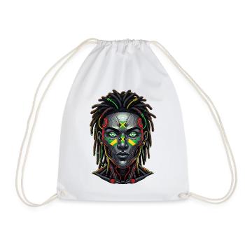 Cyber Rasta Jamaika Reggae Future Vibes - Turnbeutel - Weiß - Vorne