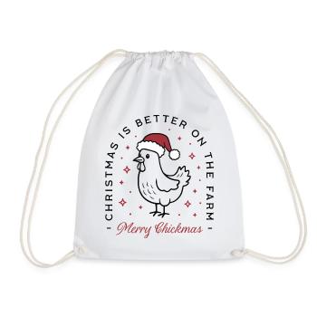 Huhn Frohe Weihnachten Land lustiges Bauernhoftier - Turnbeutel - Weiß - Vorne