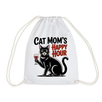 Happy Hour Cat - Drawstring Bag - white - Front