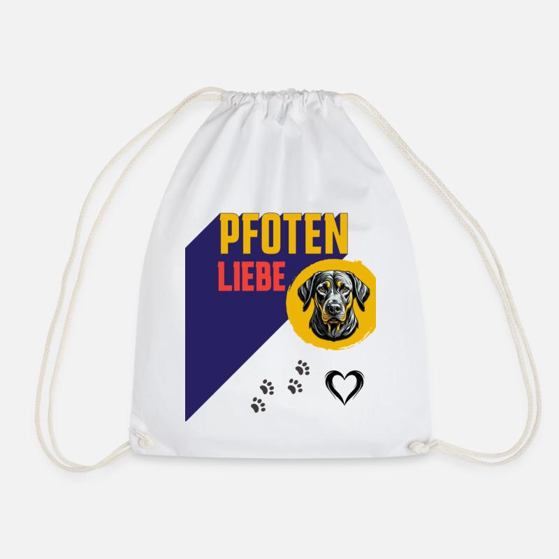Paws Love Dog Illustration - Drawstring Bag - white