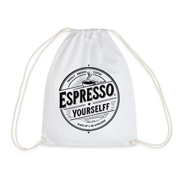 Espresso Yourself – Badge de café vintage, noir - Sac de sport léger - blanc - Devant