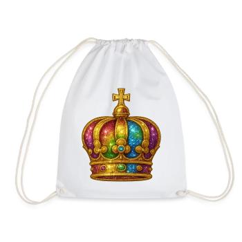 Rainbow Glitter Crown Design - Drawstring Bag - white - Front